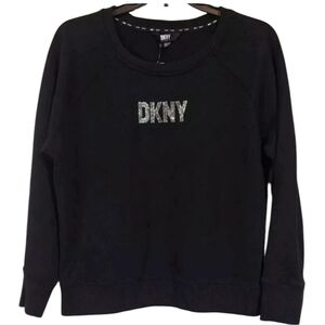 NEW DKNY Rhinestone Logo on Black x Women's Sweatshirt XL x Stylish Activewear